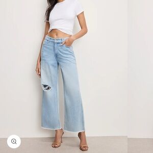 Good American Light Blue Good Skate Crop